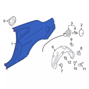 Четверть крыло задняя левая Ford Mustang mk6 15-23 купе, на кузове, черная, тычки