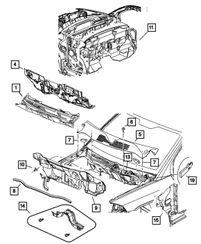Поддон дворников металл Jeep Compass 11-16