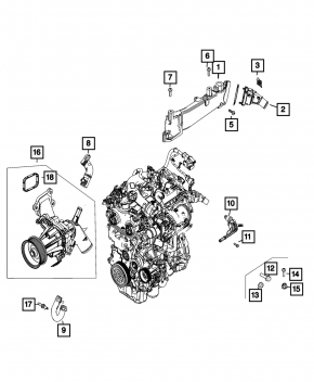 Помпа водяная в сборе Jeep Compass 23-26 2.0T