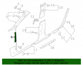Накладка передней стойки средняя правая Audi A4 B9 17-25 черная