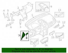 Накладка передней панели боковая правая Ford Ecosport 18-22 черная