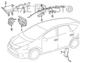 Подушка безопасности airbag боковая шторка правая Toyota Prius V 12-14 ржавый пиропатрон