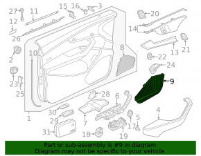 Решетка динамика торпеды левая Audi A4 B9 17-20 черная, Bang and Olufsen