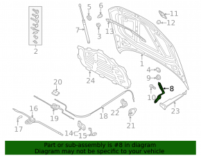 Петля капота правая Audi A3 22-26