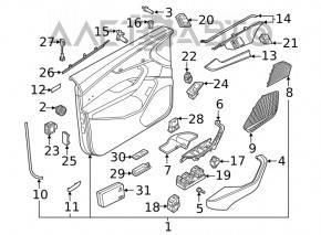 Обшивка двери карточка передняя правая Audi A5 F5 18-19 5D кожа черн Bang and Olufsen