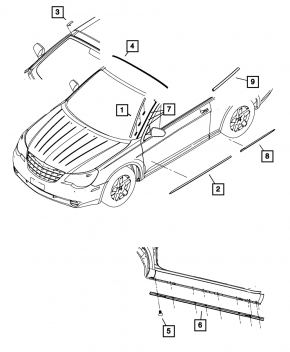 Порог левый Chrysler 200 11-14