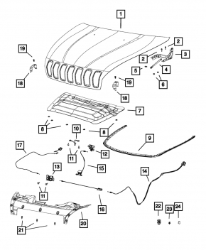 Капот голий Jeep Cherokee KL 14-15 залізо