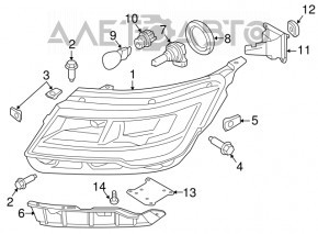 Кріплення фари нижнє праве Ford Explorer 16-19