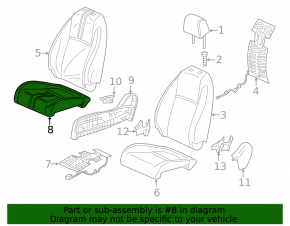 Обшивка подушки пассажирского сиденья Honda Civic XI FE/FL 22-24 Sport комбинированная черная с серым