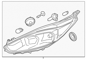 Фара передняя правая Ford Fiesta 14-19 рест темная