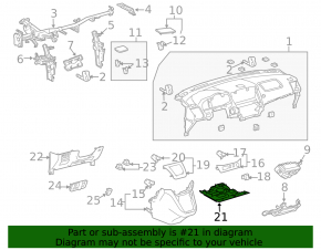 Накладка торпеды колени пассажира Lexus RX300 RX330 RX350 RX400h 07-08 черная, с подсветкой