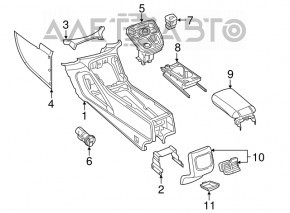 Консоль центральная подлокотник и подстаканники Chrysler 200 15-17 черн кожа