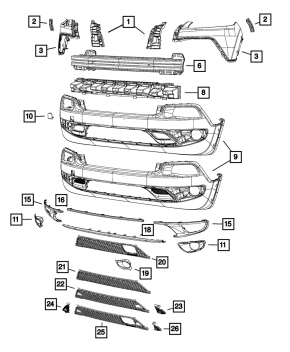 Абсорбер переднього бампера Jeep Cherokee KL 14-18 Latitude Plus