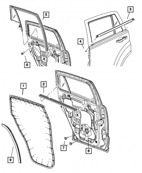 Уплотнитель двери задней правой Jeep Patriot 11-17