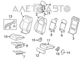 Пассажирское сидение Acura MDX 14-15 с airbag, электро, кожа черн