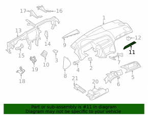 Накладка торпеды правая Audi Q5 8R 09-13 под дерево, трещина