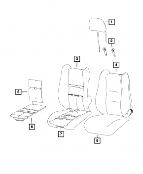 Пасажирське сидіння Jeep Grand Cherokee WK2 14-17 без airbag, тканина чорна