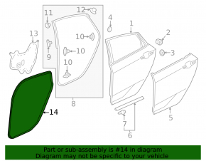 Уплотнитель дверного проема задний правый Honda Civic XI FE/FL 22-26