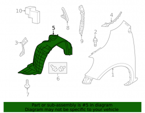 Подкрылок передний правый Nissan Versa 12-19