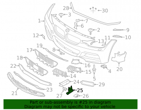Клык нижнего усилителя переднего бампера правый BMW 2 F22 14-21 M Pack