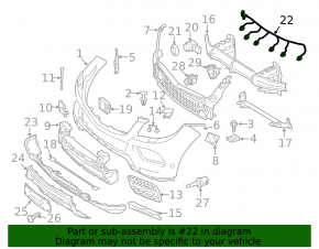 Проводка переднего бампера Mercedes W166 ML 12-15 без радара