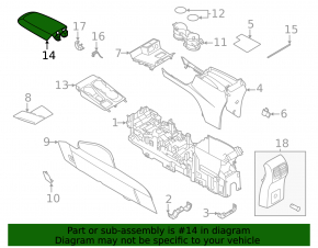 Консоль центральная подлокотник Ford Escape MK4 23-26 в сборе, черная, подлокотник кожа черная с красной строчкой
