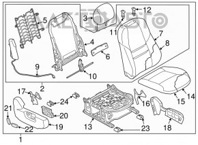 Пассажирское сидение Mazda CX-9 16- без airbag, электро, кожа черн