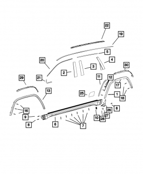 Накладка арки крила задня права Jeep Grand Cherokee WK2 11-22 структура
