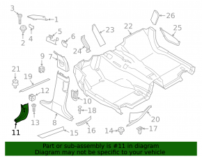 Накладка передней стойки нижняя правая BMW 5 F10 11-16 бежевая Venetobeige