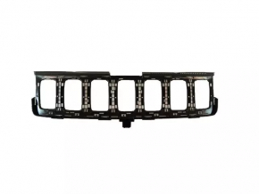Решетка радиатора grill Jeep Grand Cherokee WK2 17-22 в сборе соты серые, обрамление черный глянец, песок