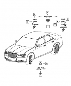 Эмблема надпись 300 крышки багажника Chrysler 300 11-14