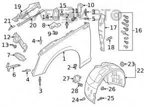 Крыло переднее правое Audi A5 F5 18-25 черный LY9B, тычка