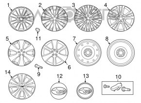 Гайка колісна 5шт d19 M12x1.25 Subaru Forester 25-26