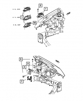 Подушка двигателя левая Chrysler 200 11-14 2.4 4-speed