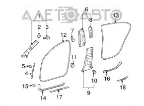 Накладка передней стойки верхняя левая Lexus GS300 GS350 GS430 GS450h 06-07 серая