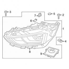 Фара передняя левая в сборе Ford Edge 19-24 BI-LED Titanium