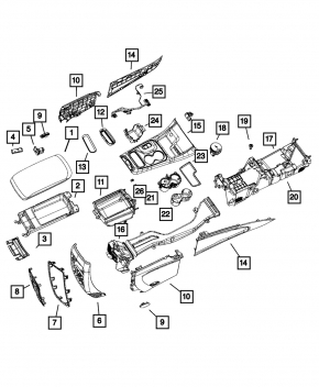 Подлокотник Jeep Grand Cherokee WK2 14-22 кожа, бежевый