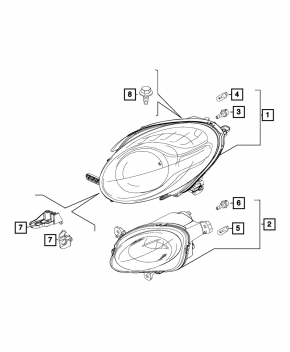 Фара передняя правая Fiat 500L 14-19