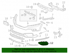 Решетка бампера правая Honda Crosstour 10-15 2013-15