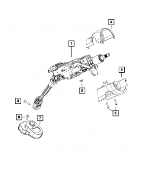 Обрамление рулевой колонки в сборе Jeep Cherokee KL 19-23 2 части, черное, царапина