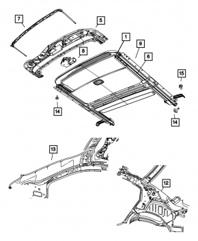 Стекло люка Chrysler 200 11-14