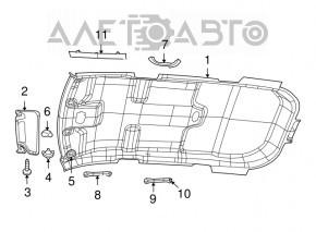 Козырек левый Dodge Journey 11-20 серый, с подсветкой, с управлением, без крючка