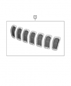 Решетка радиатора grill Jeep Cherokee KL 14-18 дорест, графит, комплект 7шт Trailhawk