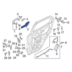 Механизм ручки двери передней левой Ford Ecosport 18-22 keyless