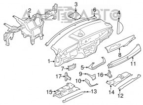 Накладка передней панели верхняя BMW X5 F15 14-18 кожа черная