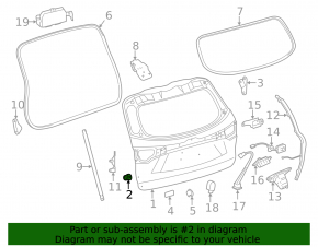Отбойник двери багажника левый Toyota Highlander 14-19