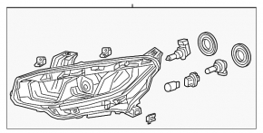 Фара передняя правая Honda Civic 16-18