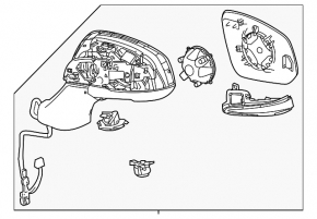 Дзеркало бічне праве у зборі Toyota Sienna 21-26 підігрів, BSM