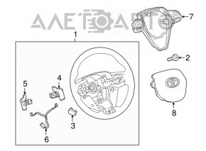Руль голый Toyota Camry v70 18-24 резина черная, с кнопками и накладкой