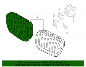 Решетка радиатора grill ноздря правая BMW X5 F15 14-18 черная с хромом